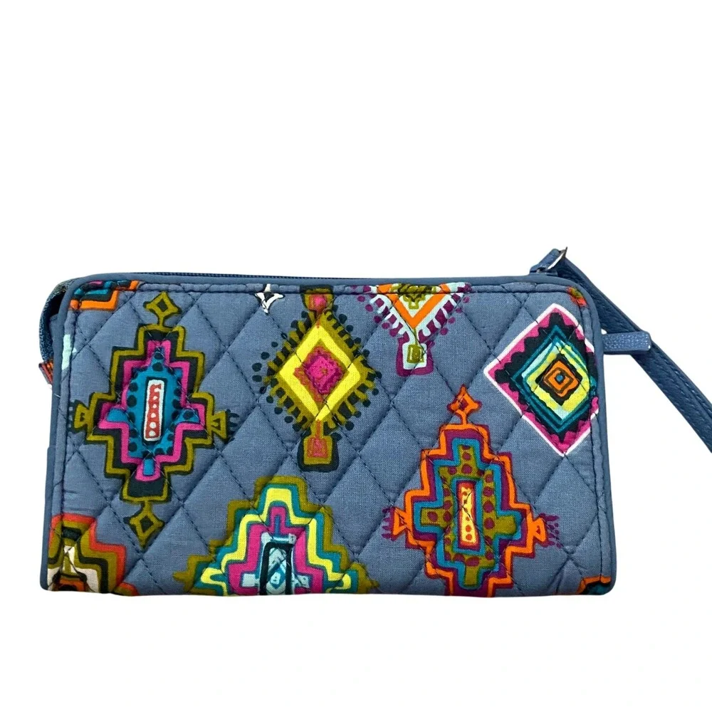 Vera Bradley Wallet Womens OS Blue Geometric Quilted